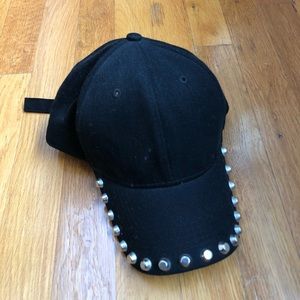 Studded Black Baseball Hat